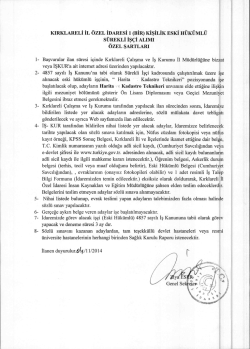 Genel Se KIRKLARELİ İL &Ouml;ZEL İDARESİ 1 (BİR) KİŞİLİK ESKI