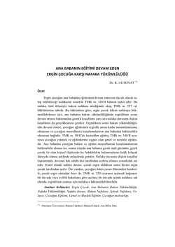 ana babanın eğitimi devam eden ergin &ccedil;ocuğa karşı nafaka