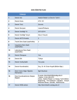 ders &ouml;ğretim planı - U.&Uuml;. Atat&uuml;rk İlkeleri ve İnkılap Tarihi
