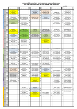 I.Eğitim Ders Programı - Teknik Bilimler Meslek Y&uuml;ksekokulu