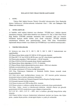 İZOLASYON TEST CİHAZI TEKNİK ŞARTNAMESİ 1. KONU: T&uuml;rkiye