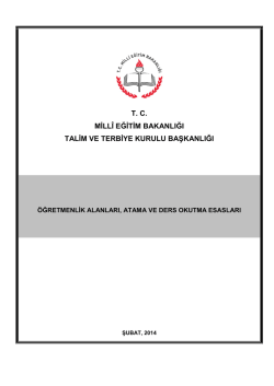 T. C. MİLLÎ EĞİTİM BAKANLIĞI TALİM VE TERBİYE KURULU
