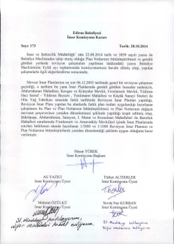 İmar Komisyonu 2014 Ekim Ayı &Ccedil;alışma Raporu