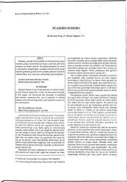 PLASEBO-NOSEBO - Klinik Psikofarmakoloji B&uuml;lteni
