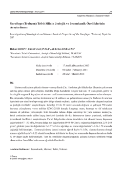 Saraftepe (Trabzon) Tefrit Silinin Jeolojik ve Jeomekanik