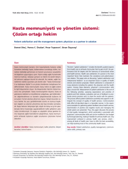 PDF - Hasta memnuniyeti ve yönetim sistemi: Çözüm ortağı hekim