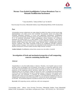 Mermer Tozu Katkılı Kendiliğinden Yerleşen Betonların