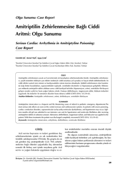 Amitriptilin Zehirlenmesine Ba&curren;l&rsaquo; Ciddi Aritmi: Olgu