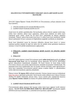 2014-2015 Eğitim-&Ouml;ğretim Yılı Kayıt İlanı