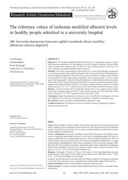 The reference values of ischemia modified albumin levels in healthy
