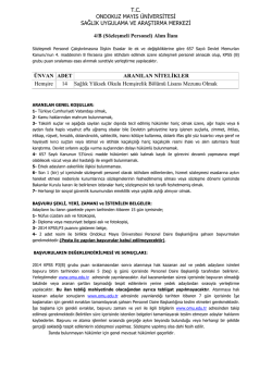 (S&ouml;zleşmeli Personel) Alım İlanı &Uuml;NVAN ADE