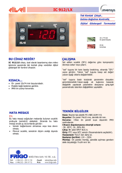 IC 912LX TR - FRİGO SOĞUTMA SANAYİ ve TİCARET A.Ş.