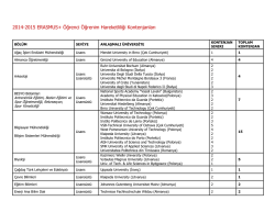 2014-2015 ERASMUS+ &Ouml;ğrenci &Ouml;ğrenim Hareketliliği Kontenjanları
