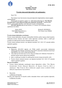 1 - &Uuml;cretsiz okuyacak &ouml;ğrencilere ait a&ccedil;ıklamalar