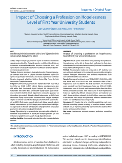 Impact of Choosing a Profession on Hopelessness Level