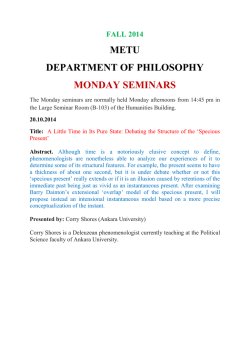 METU DEPARTMENT OF PHILOSOPHY MONDAY SEMINARS