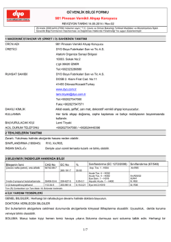 MSDS / Güvenlik Bilgi Formu