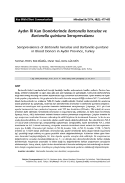 Aydın İli Kan Don&ouml;rlerinde Bartonella henselae ve Bartonella
