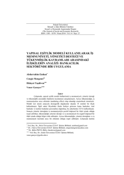 Yapısal Eşitlik Modeli Kullanılarak İş Memnuniyeti