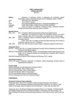 DERYA YORGANCIOĞLU CURRICULUM VITAE MAY 2014