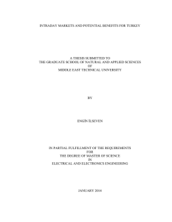 intraday markets and potential benefits for turkey a thesis submitted