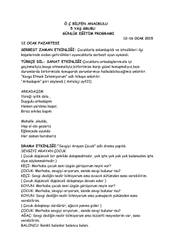 &Ouml;.&Ccedil; BİLFEN ANAOKULU 5 YAŞ GRUBU G&Uuml;NL&Uuml;K EĞİTİM
