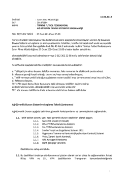 Ağ Güvenlik Duvarı Sistemi ve Loglama İşi Son Başvuru Tarihi