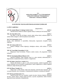 ı. g&uuml;z yarıyılı - Osmaniye Korkut Ata &Uuml;niversitesi