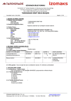 g&uuml;venlik bilgi formu tardıgrade ermt 900-b bileşen