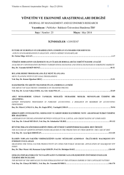 İ&ccedil;indekiler - Y&ouml;netim ve Ekonomi Araştırmaları Dergisi