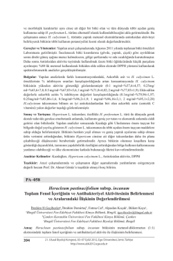 Heracleum pastinacifolium subsp. incanumToplam Fenol İ&ccedil;eriğinin