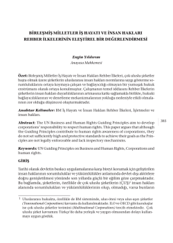 BİRLEŞMİŞ MİLLETLER İŞ HAYATI VE İNSAN