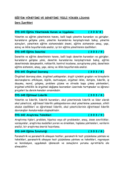 Ders İ&ccedil;erikleri