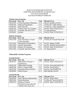 A&ccedil;ılması &Ouml;nerilen Dersler ve Ders Y&uuml;r&uuml;t&uuml;c&uuml;leri