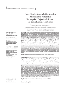 İki Yıllık Klinik Tecr&uuml;bemiz - Ulusal Vask&uuml;ler Cerrahi Derneği