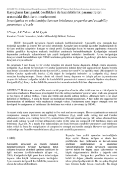 Kaya&ccedil;ların kırılganlık &ouml;zellikleri ile kazılabilirlik