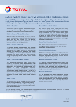 sağlık, emniyet, &ccedil;evre, kalite ve s&uuml;rd&uuml;r&uuml;lebilir gelişim politikası