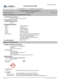 G&Uuml;VENLİK BİLGİ FORMU