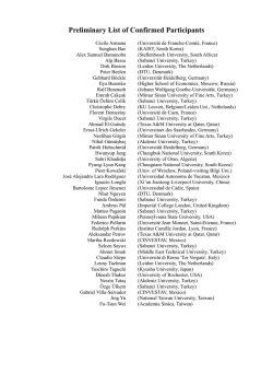 Preliminary List of Confirmed Participants