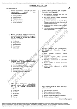 A&Ouml;F K&uuml;resel Pazarlama &Ccedil;ıkmış Sorular | 2014 Ara Sınav İNDİR