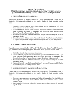 ADEK Kriterleri - Şırnak &Uuml;niversitesi