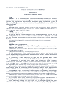 İLA&Ccedil;LARIN G&Uuml;VENLİLİĞİ HAKKINDA Y&Ouml;NETMELİK BİRİNCİ