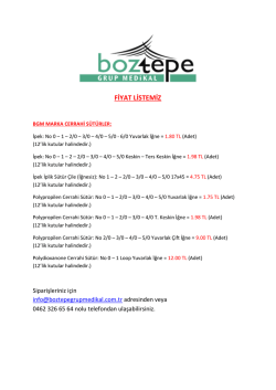 Fiyat Listemiz (Cerrahi S&uuml;t&uuml;r)