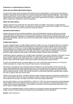 Kriptanaliz ve Kriptosistemlere Saldırılar Cipher