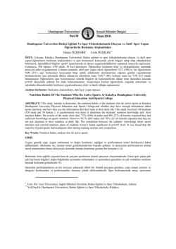 Dumlupınar &Uuml;niversitesi Beden Eğitimi Ve Spor Y&uuml;ksekokulunda