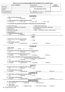 İMALAT SANAYİ EKONOMİK DURUM ANKETİ