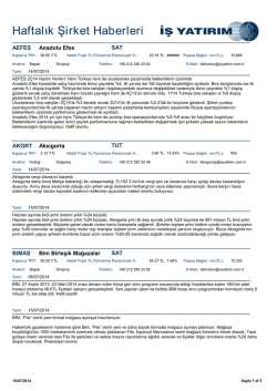 Haftalık Şirket Haberleri