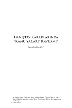 Danıştay Kararlarında &ldquo;Kamu Yararı&rdquo; Kavramı*