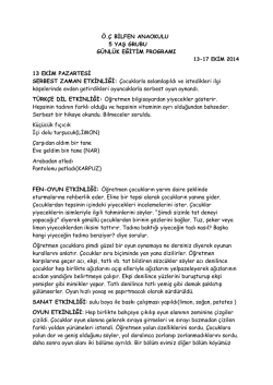 &Ouml;.&Ccedil; BİLFEN ANAOKULU 5 YAŞ GRUBU G&Uuml;NL&Uuml;K EĞİTİM