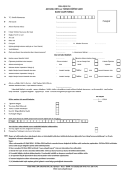 AKYAZILI ORTA ve Y&Uuml;KSEK EĞİTİM VAKFI BURS TALEP FORMU